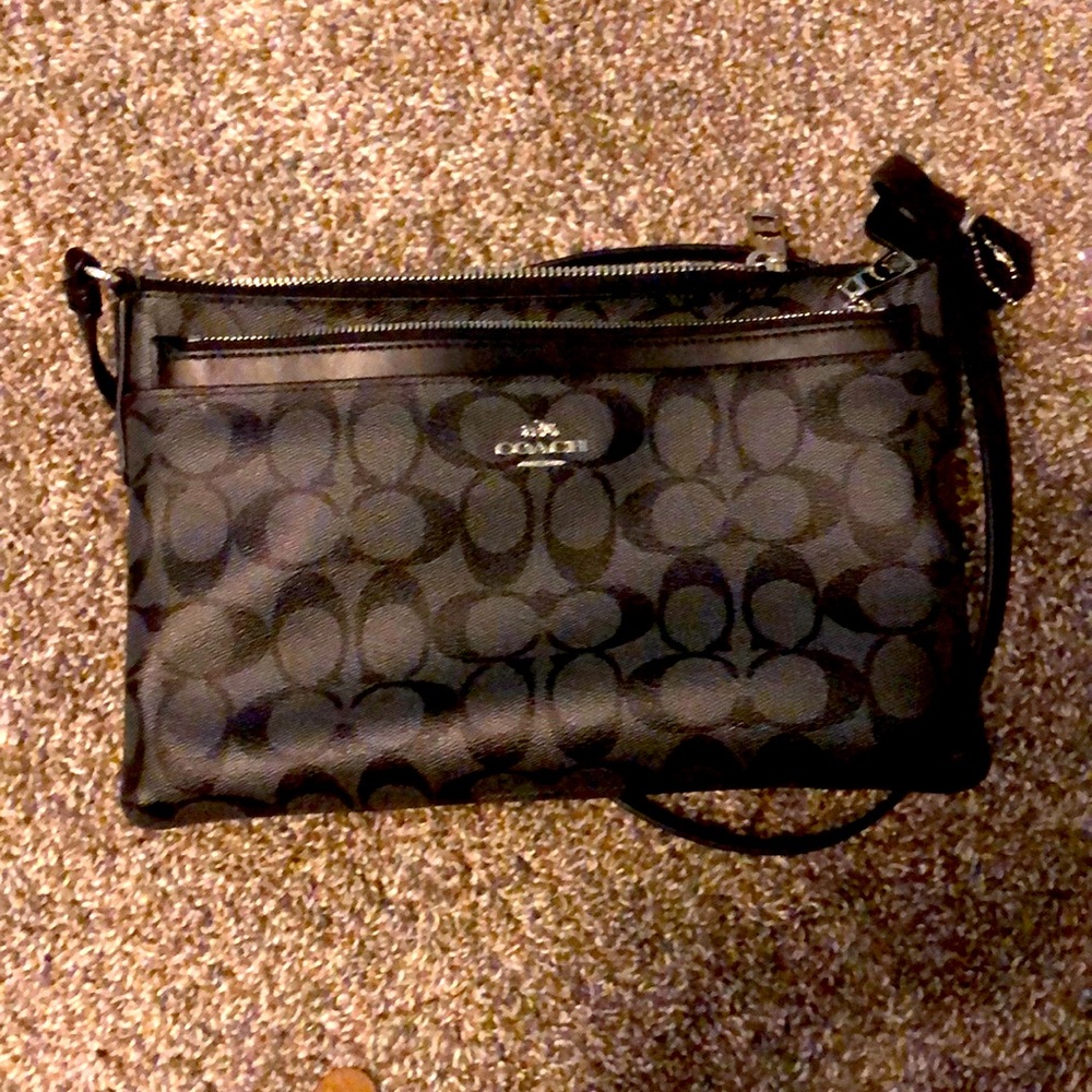 Black and Grey coach crossbody purse